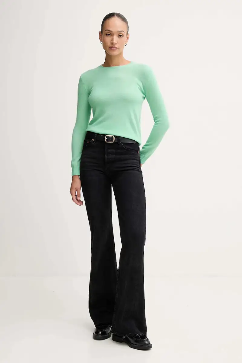 maglione in lana donna colore blu Verde miniatura 2