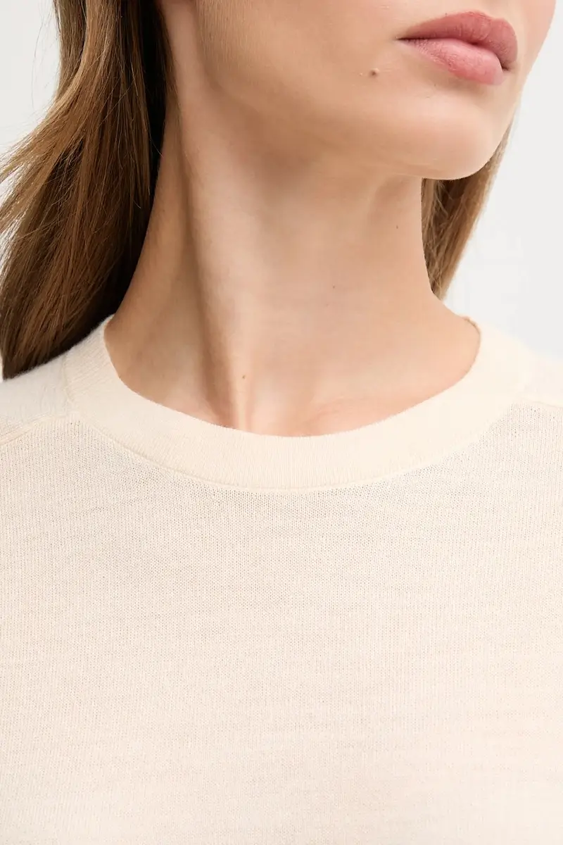 maglione in lana donna colore grigio 11AHD10CV Beige miniatura 5