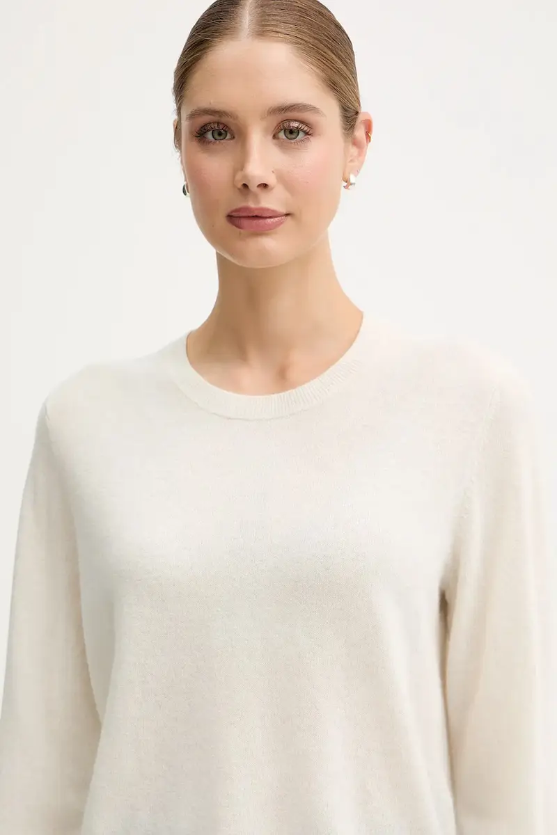 maglione in lana donna colore nero 1002D10BG Beige miniatura 4