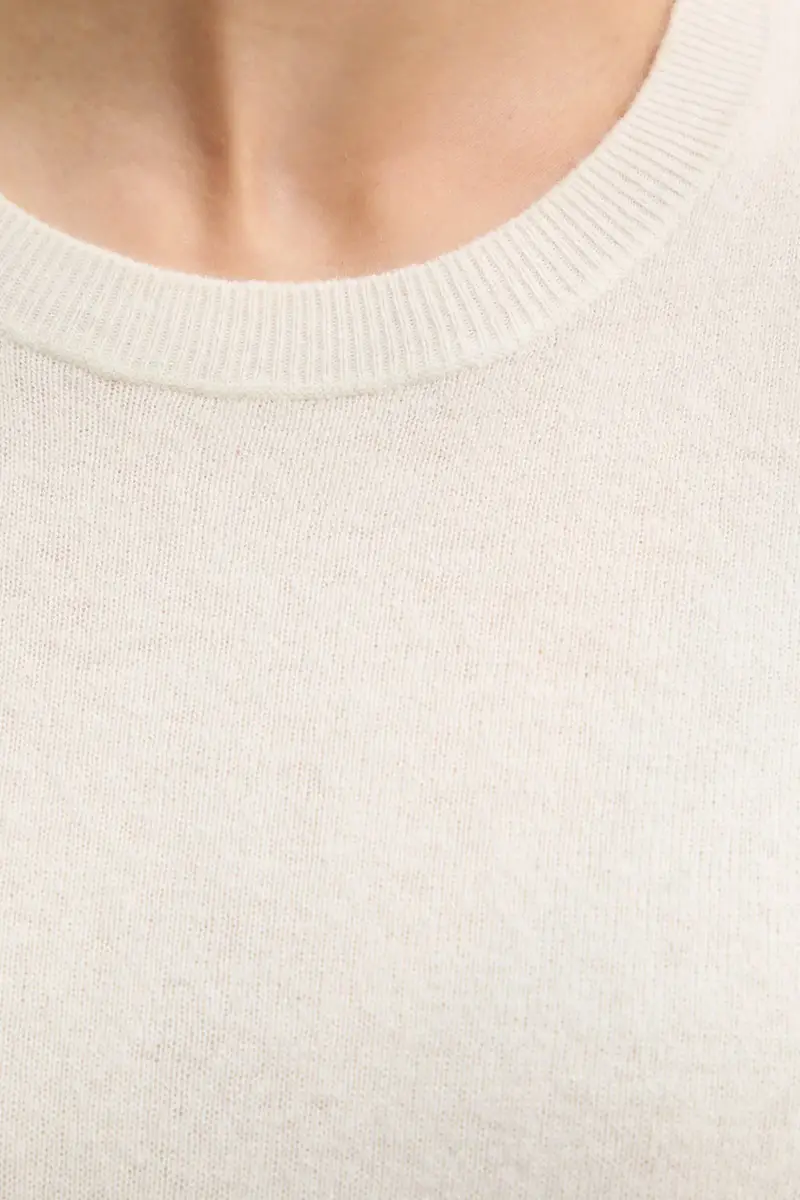 maglione in lana donna colore nero 1002D10BG Beige miniatura 5