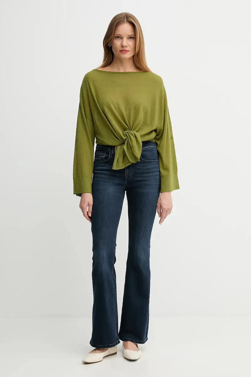 maglione in lana donna colore verde 109PD10E1 miniatura 2