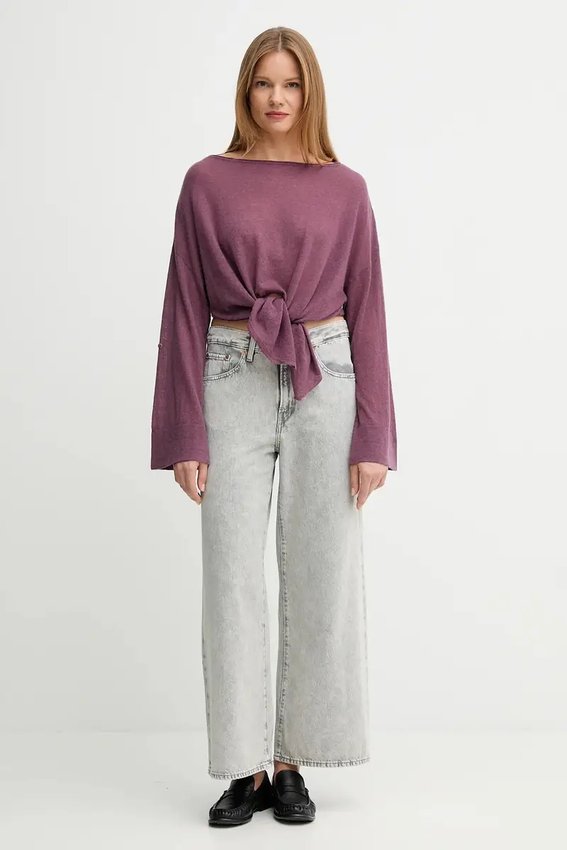 maglione in lana donna colore violetto 109PD10E1 miniatura 2