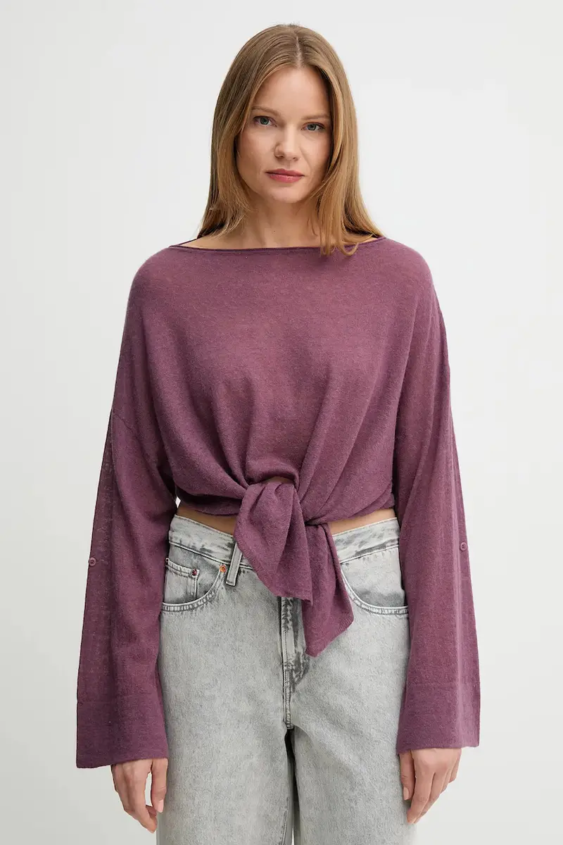 maglione in lana donna colore violetto 109PD10E1
