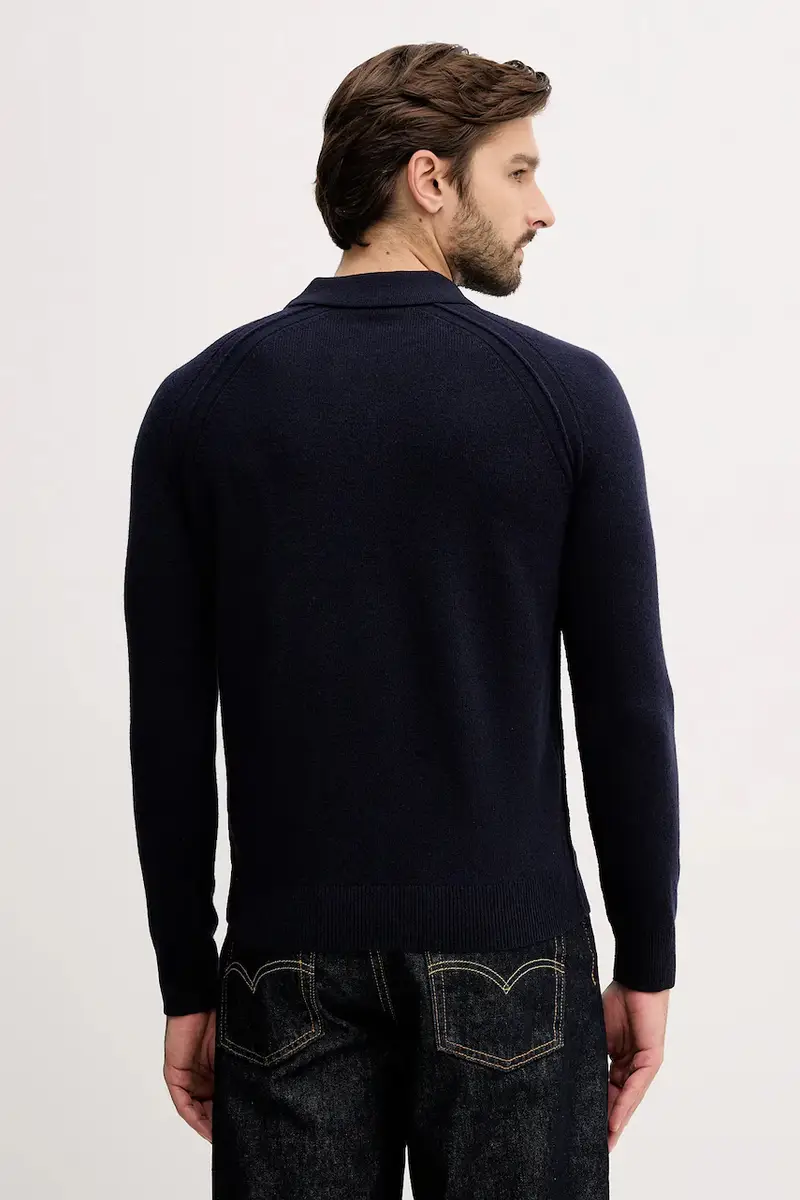 maglione in lana uomo colore blu navy 1006U301Q miniatura 3