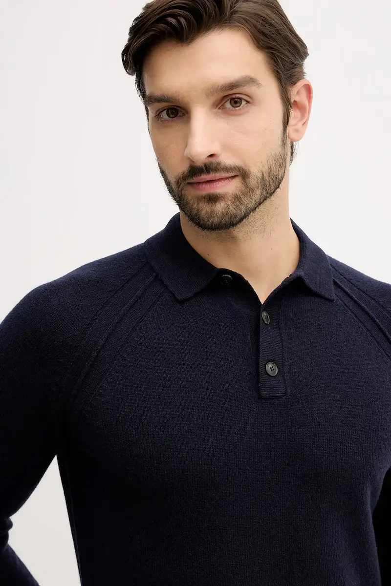 maglione in lana uomo colore blu navy 1006U301Q miniatura 4