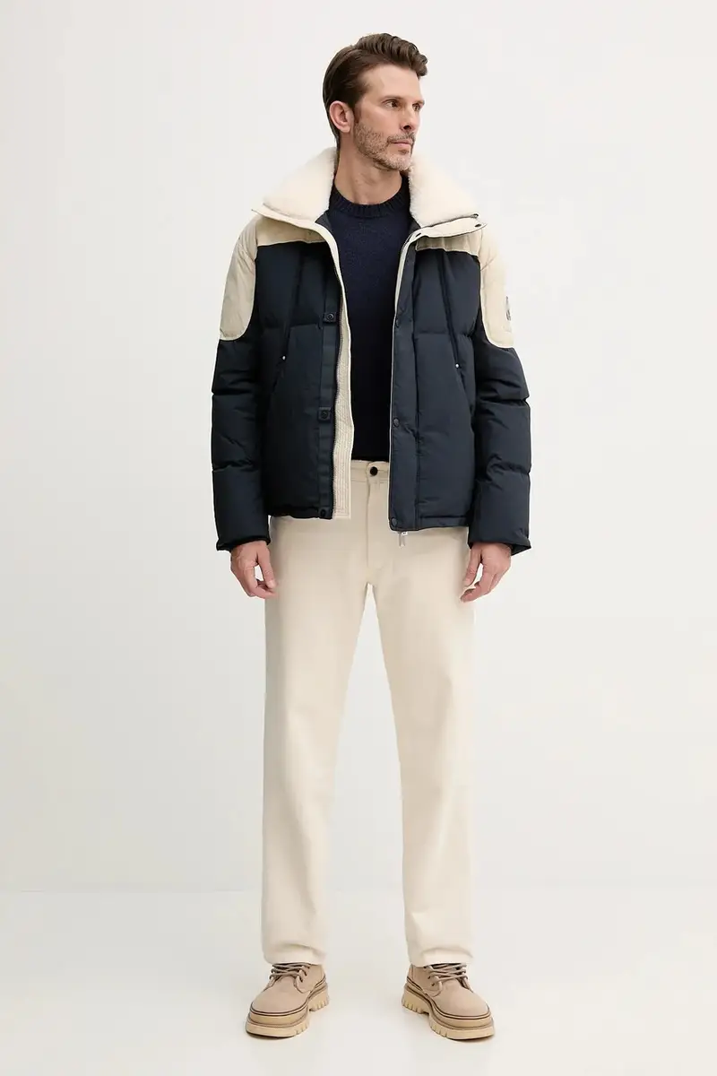 maglione in lana uomo colore blu navy 103MU10B5 miniatura 2