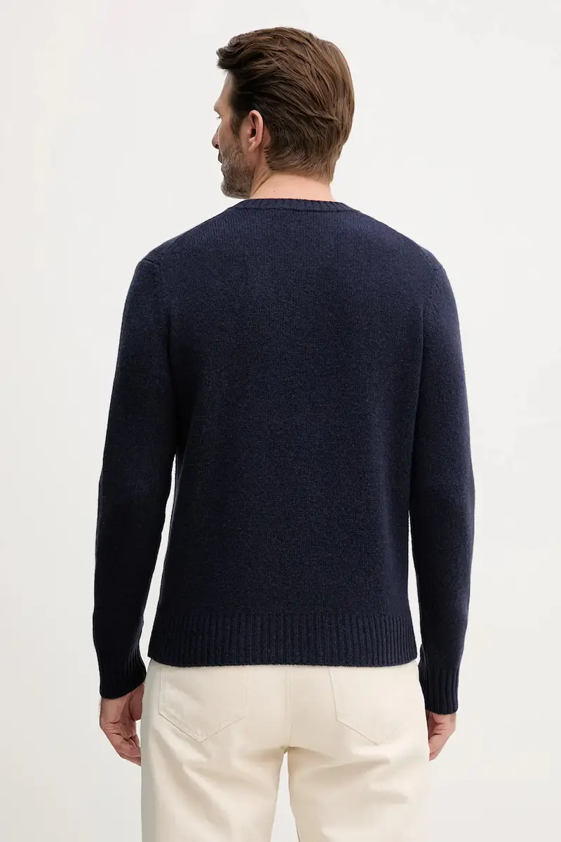 maglione in lana uomo colore blu navy 103MU10B5 miniatura 3