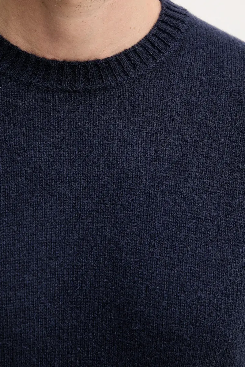 maglione in lana uomo colore blu navy 103MU10B5 miniatura 5