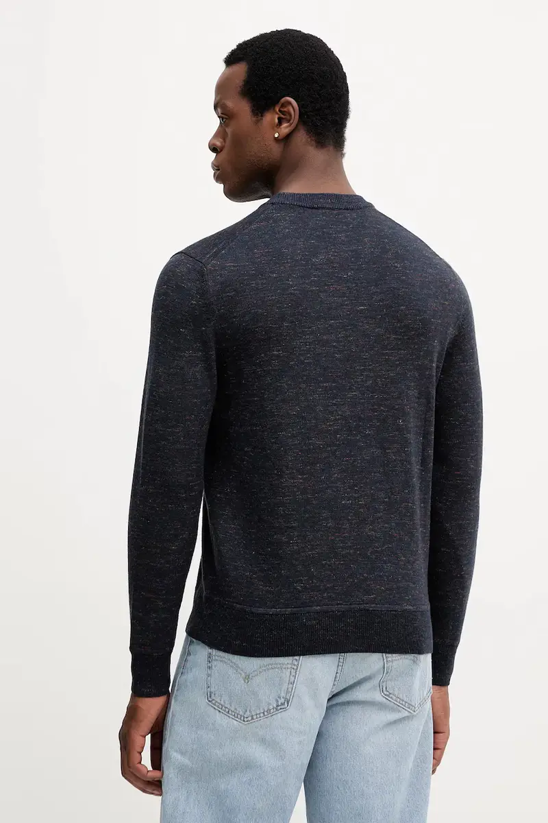 maglione in lana uomo colore blu navy 111ZU10AB miniatura 3