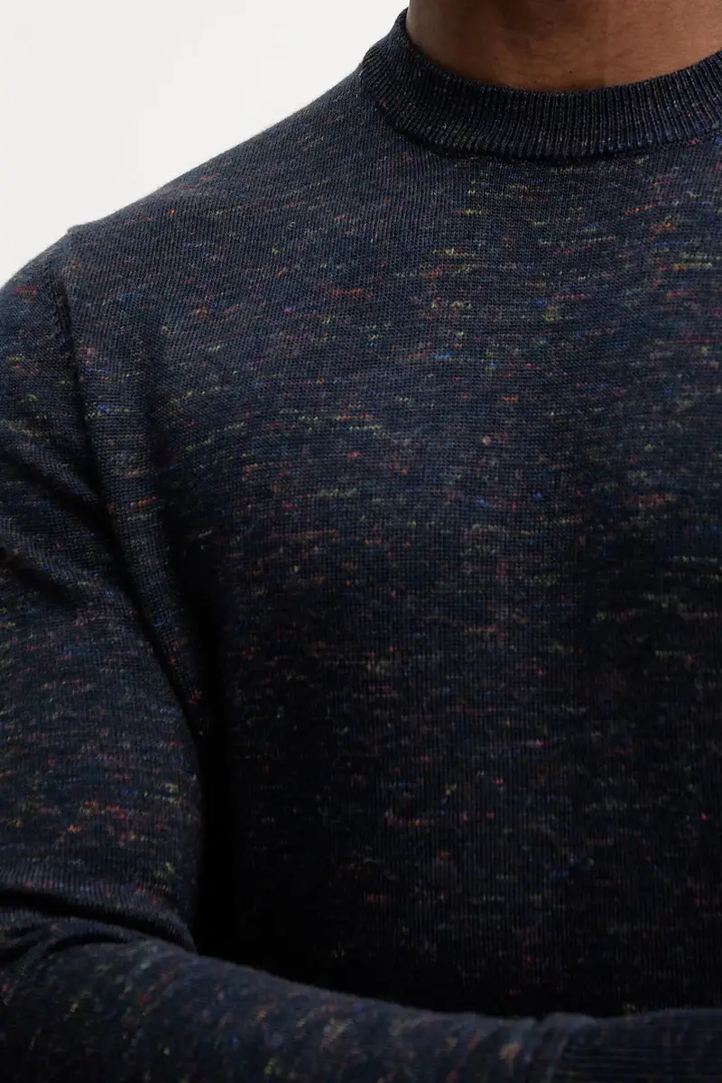 maglione in lana uomo colore blu navy 111ZU10AB miniatura 5