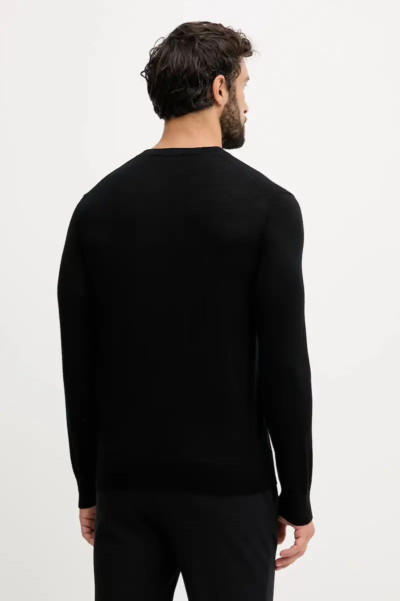 maglione in lana uomo colore blu navy 11AHU1056 Nero miniatura 3