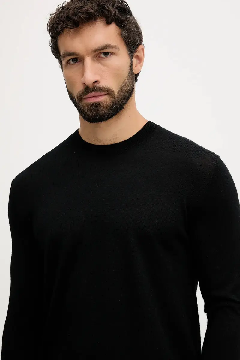 maglione in lana uomo colore blu navy 11AHU1056 Nero miniatura 4