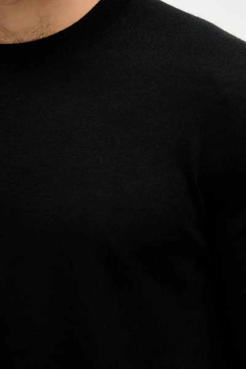 maglione in lana uomo colore blu navy 11AHU1056 Nero miniatura 5