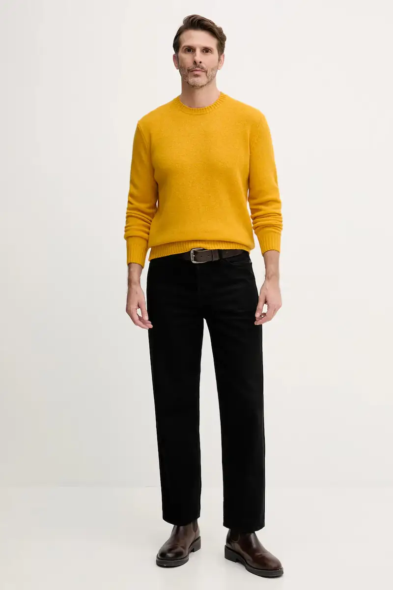 maglione in lana uomo colore giallo 103MU10B5 miniatura 2