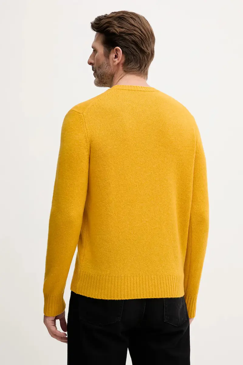 maglione in lana uomo colore giallo 103MU10B5 miniatura 3