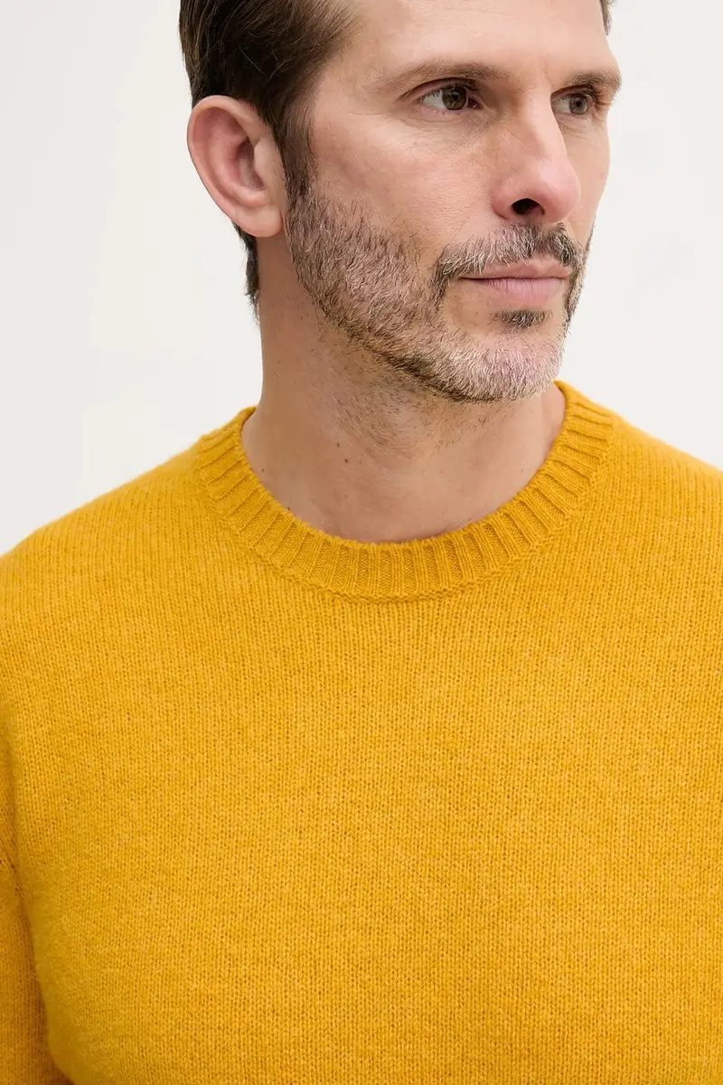 maglione in lana uomo colore giallo 103MU10B5 miniatura 4
