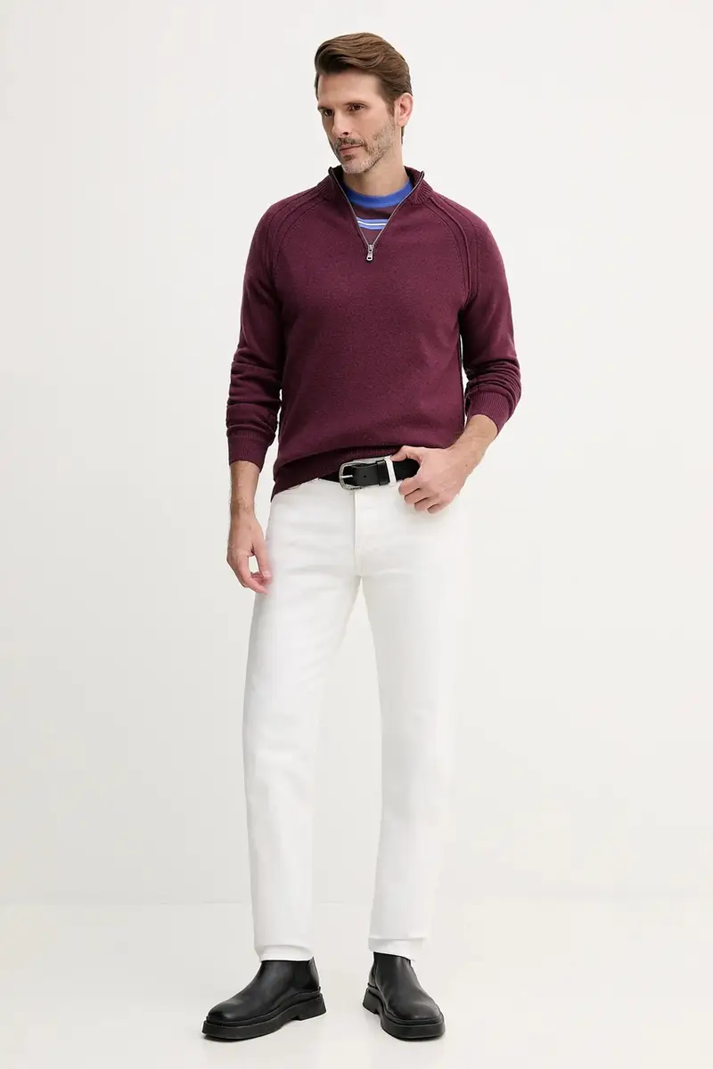 maglione in lana uomo colore granata 1006U202B miniatura 2