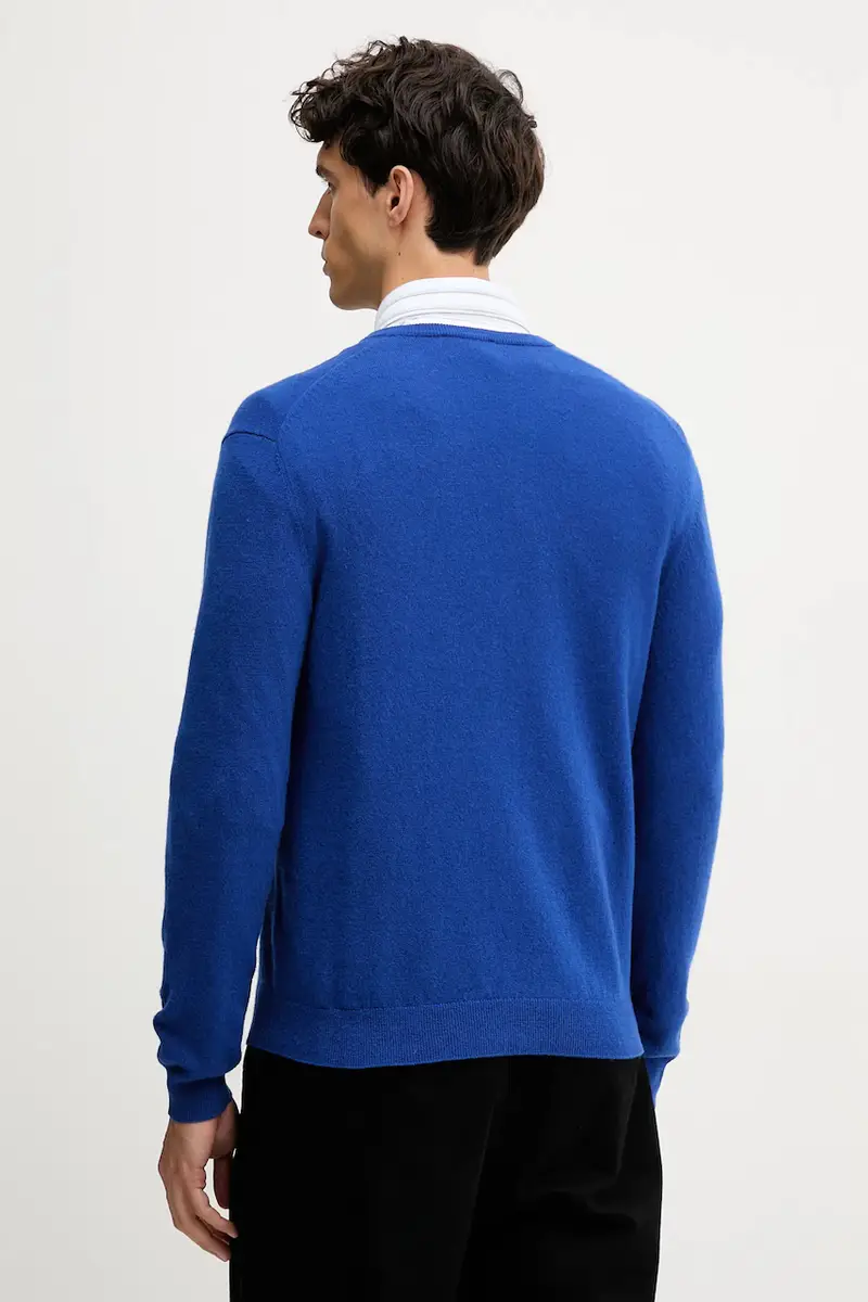 maglione in lana uomo colore grigio 1002U4407 Blu miniatura 3