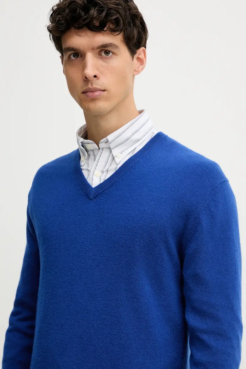 maglione in lana uomo colore grigio 1002U4407 Blu miniatura 4