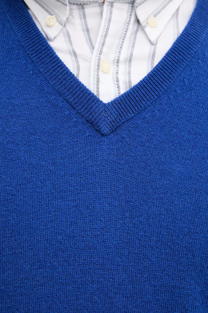 maglione in lana uomo colore grigio 1002U4407 Blu miniatura 5