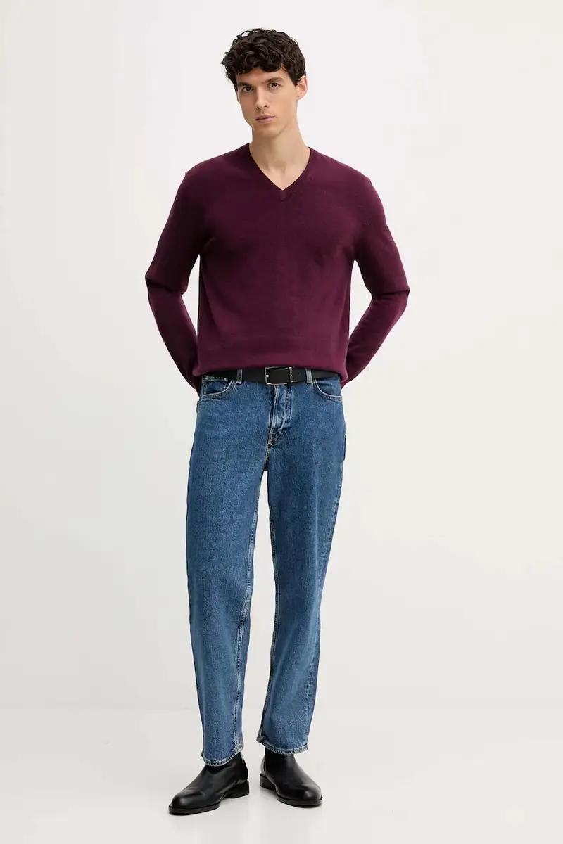 maglione in lana uomo colore grigio 1002U4407 Granata miniatura 2