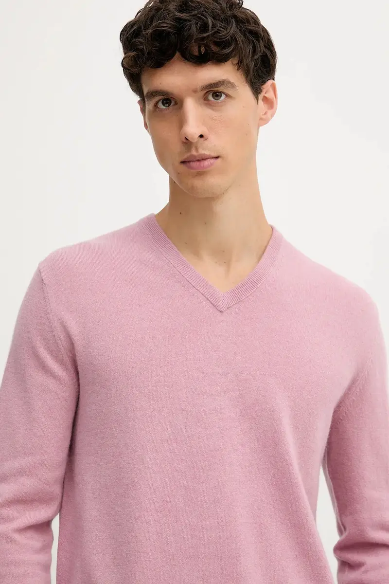 maglione in lana uomo colore grigio 1002U4407 Rosa miniatura 4