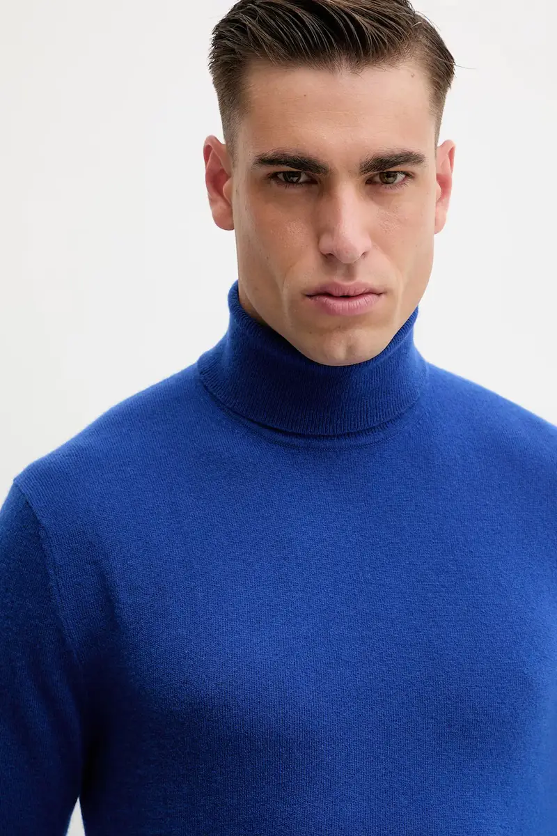 maglione in lana uomo colore marrone 1002U2180 Blu miniatura 4