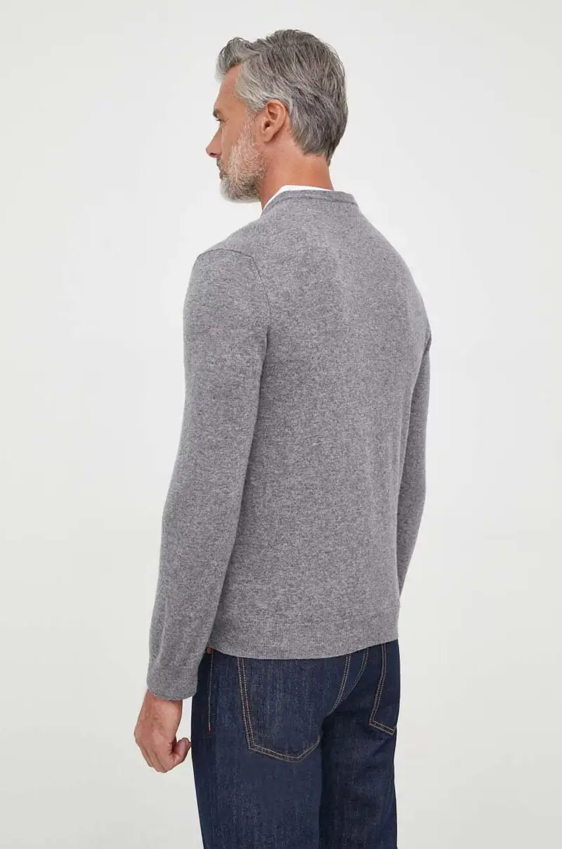 maglione in lana uomo Grigio miniatura 3