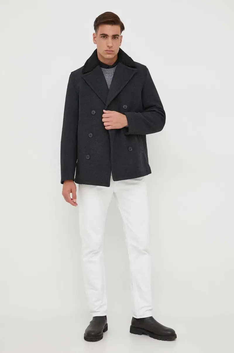 maglione in lana uomo Grigio miniatura 2