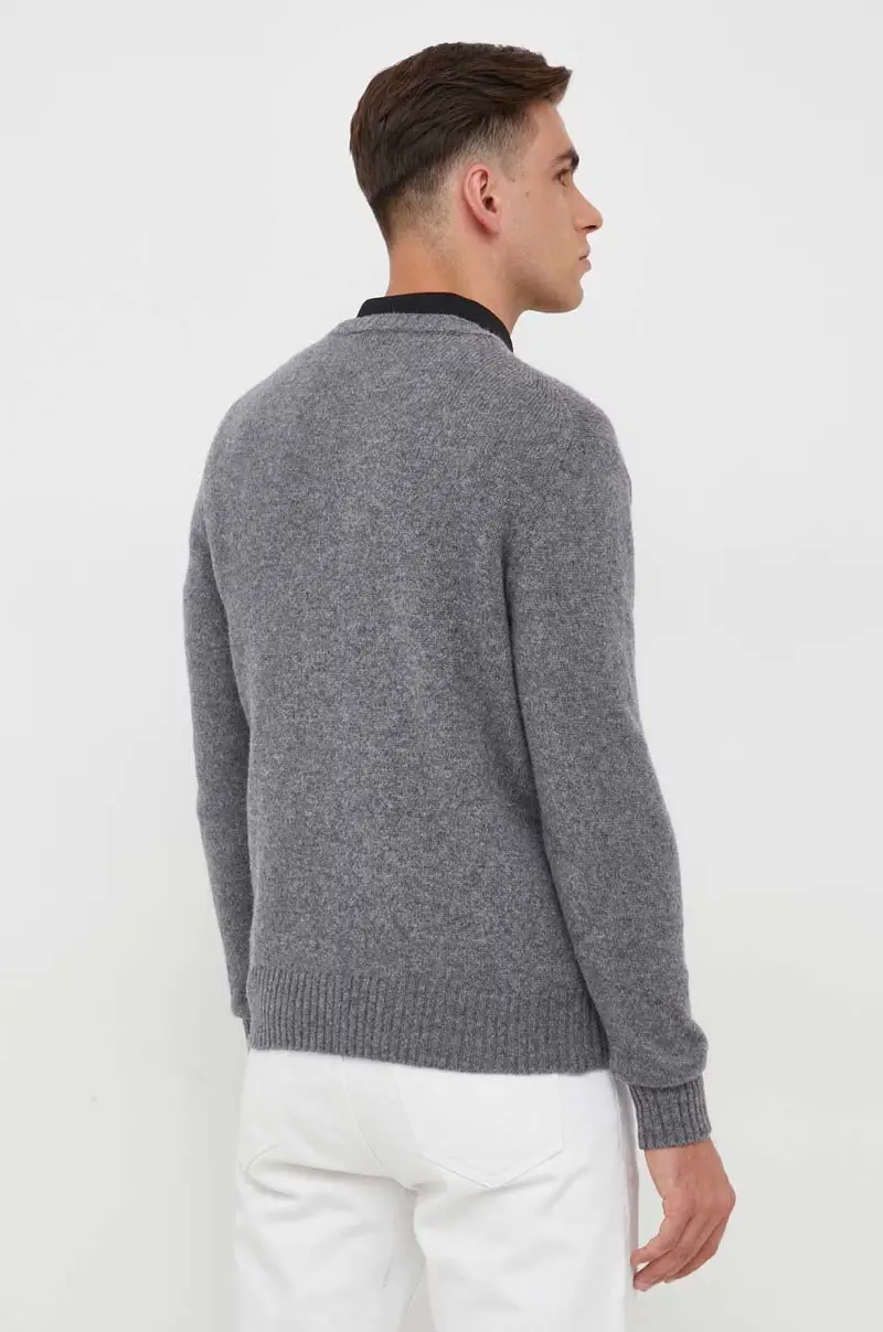 maglione in lana uomo Grigio miniatura 3