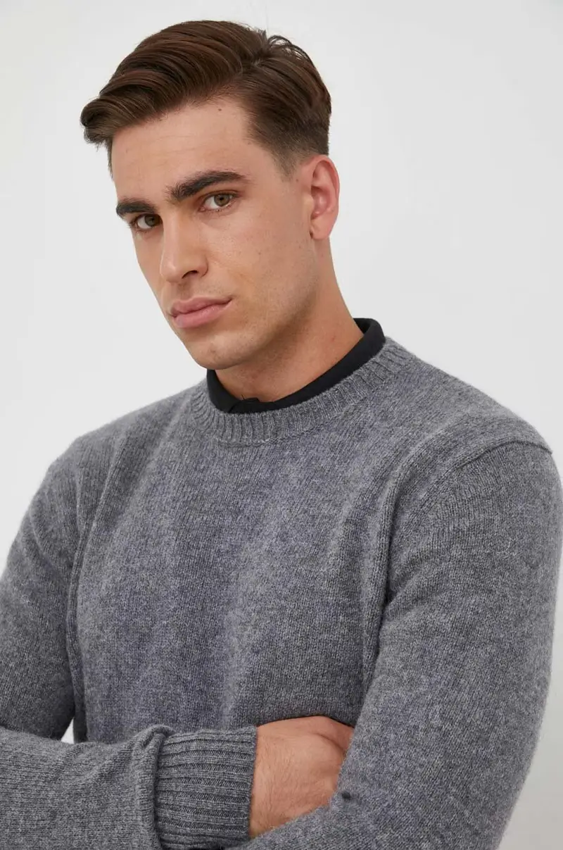 maglione in lana uomo Grigio miniatura 4