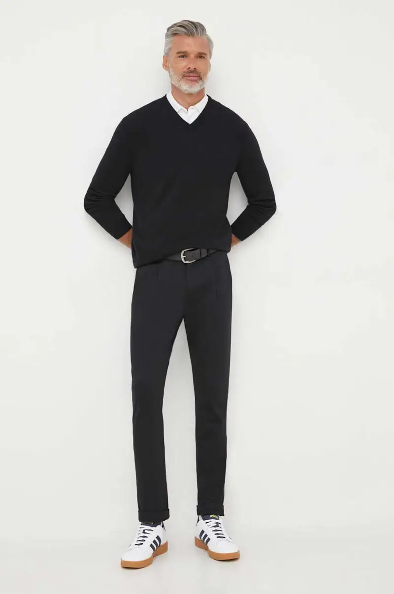 maglione in lana uomo Nero miniatura 2