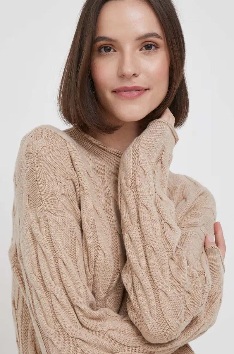 maglione in misto lana donna Beige miniatura 4