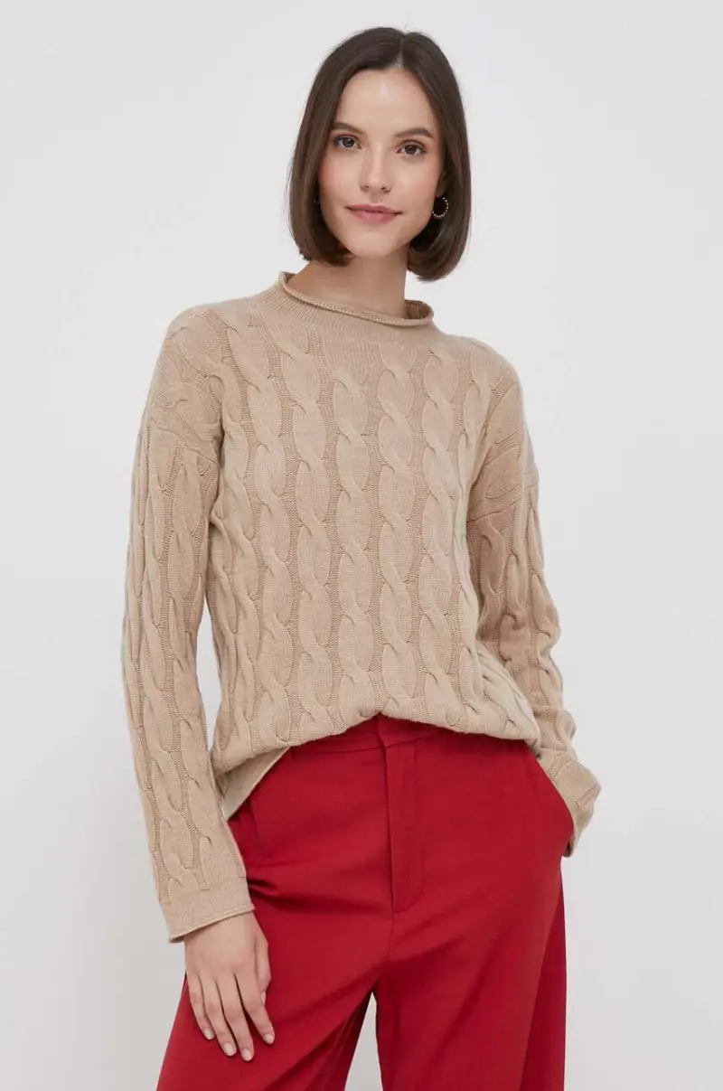 maglione in misto lana donna Beige