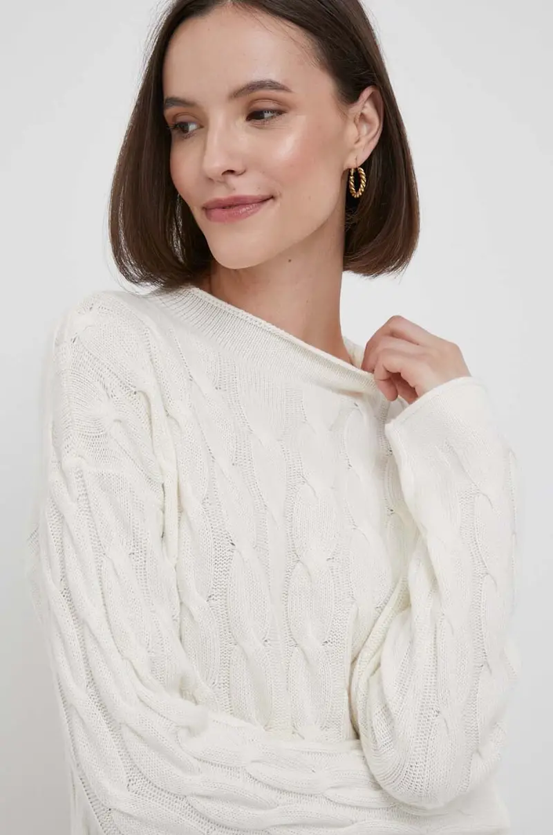 maglione in misto lana donna Beige miniatura 4