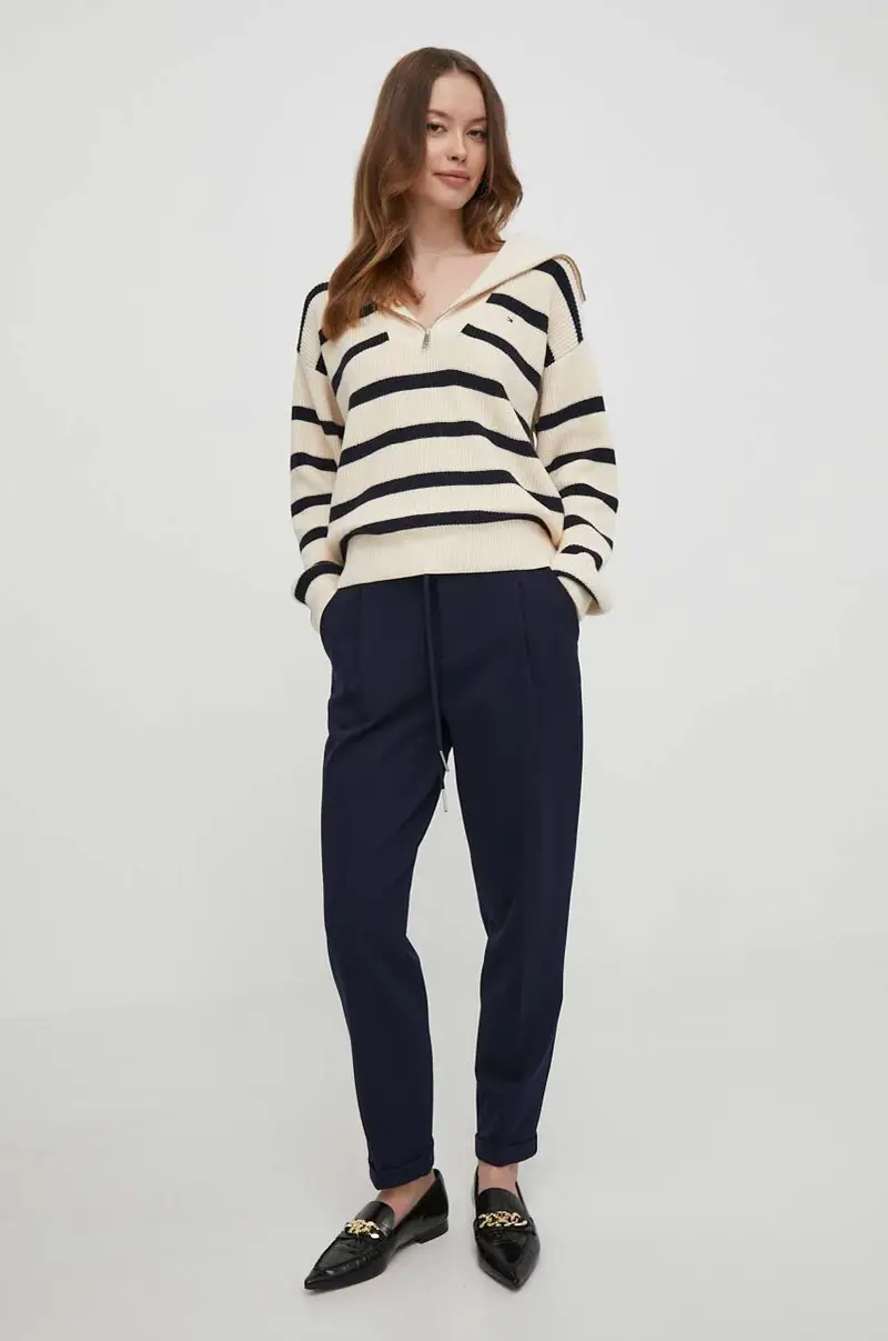 pantaloni donna colore blu navy miniatura 2