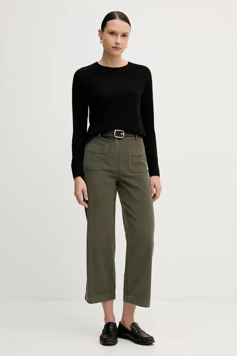 pantaloni in cotone donna colore verde 494BDE02I miniatura 2