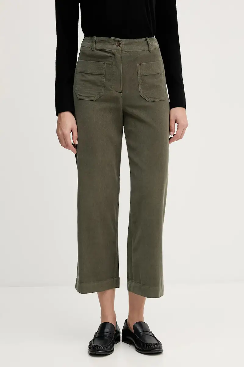 pantaloni in cotone donna colore verde 494BDE02I