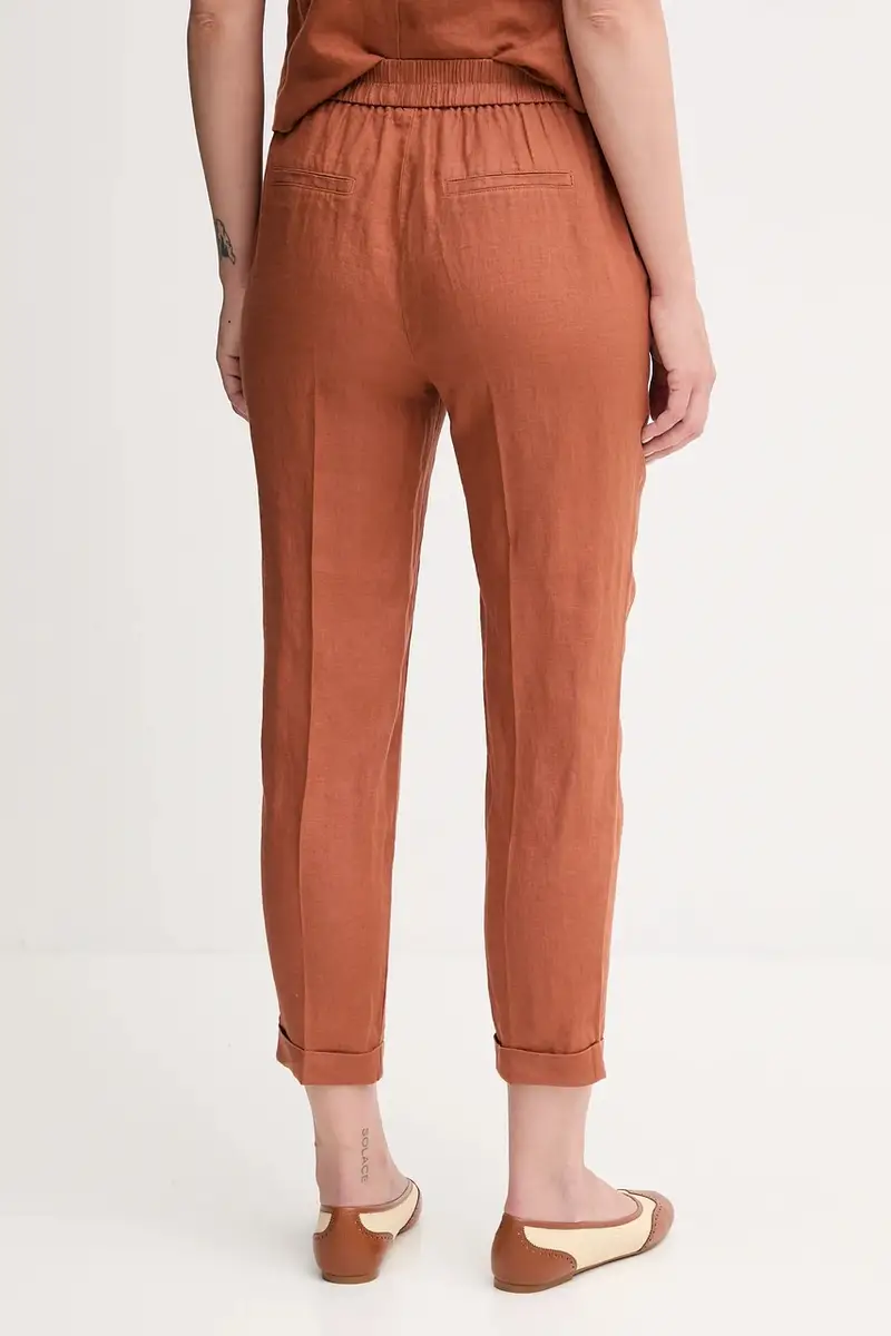 pantaloni in lino donna colore arancione 4AGHDF079 miniatura 3