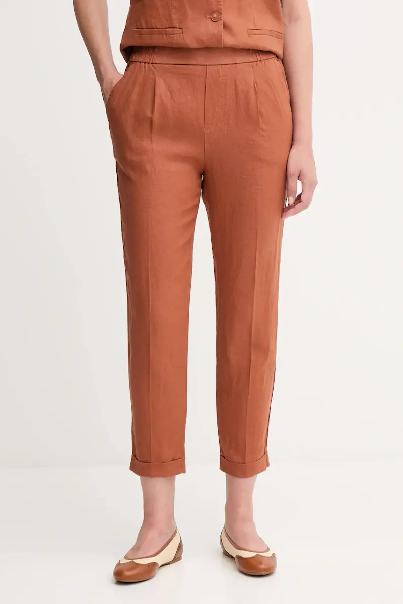 pantaloni in lino donna colore arancione 4AGHDF079