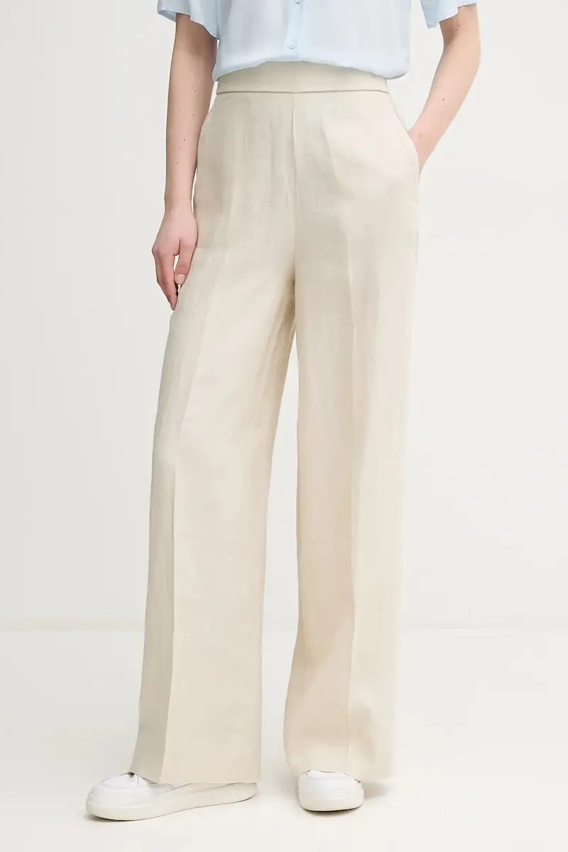 pantaloni in lino donna colore beige 4AGHDF08K