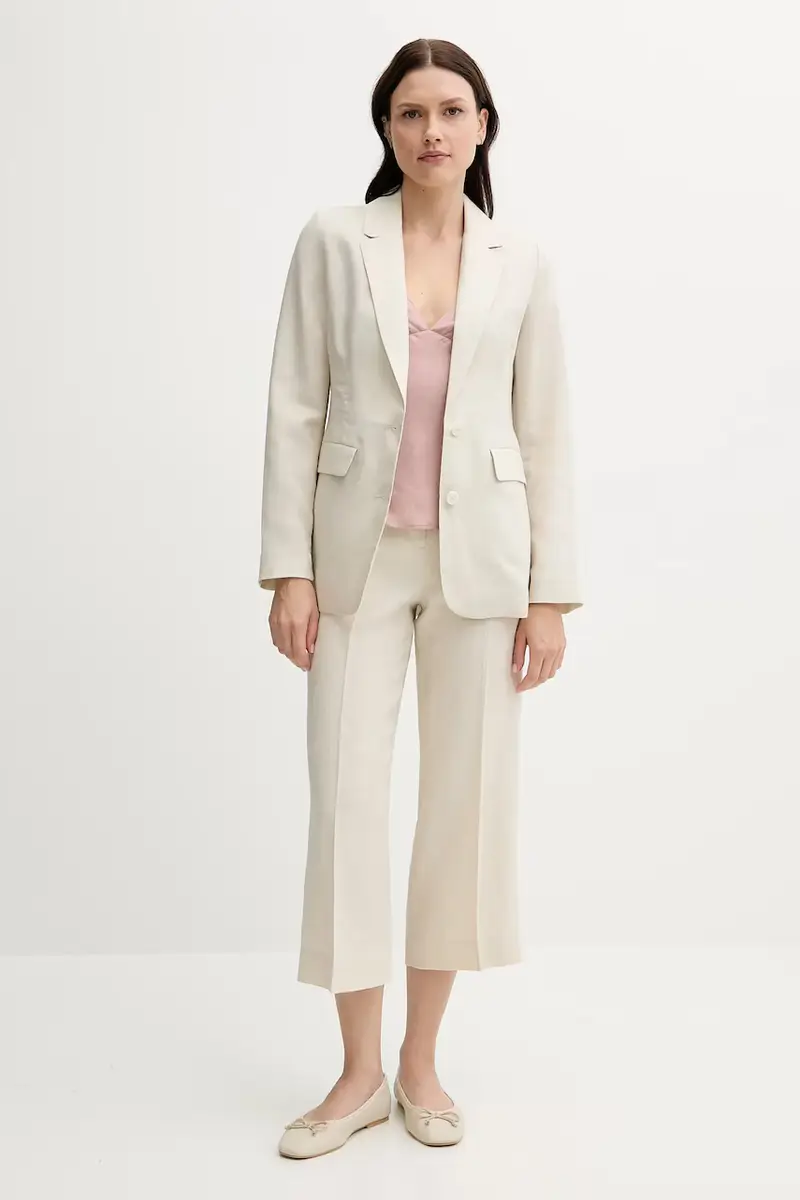 pantaloni in lino donna colore beige 4AGHDF08M miniatura 2