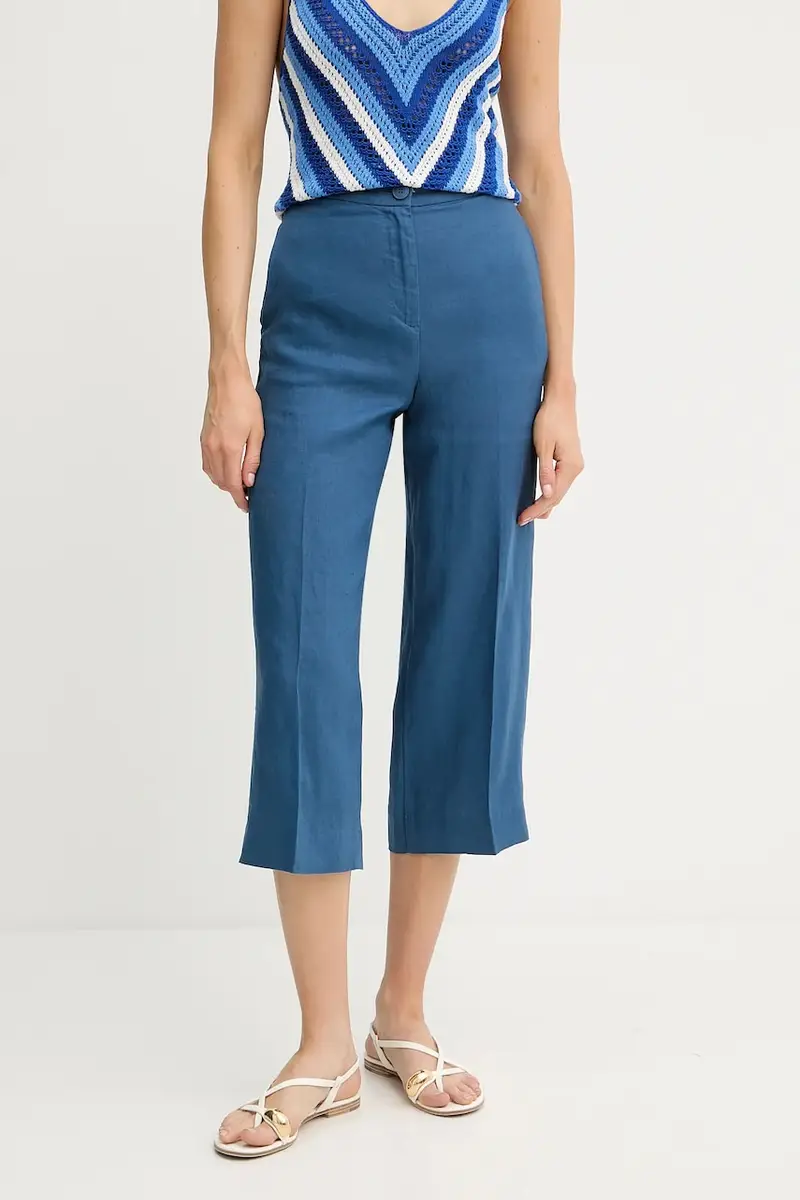 pantaloni in lino donna colore blu 4AGHDF08M