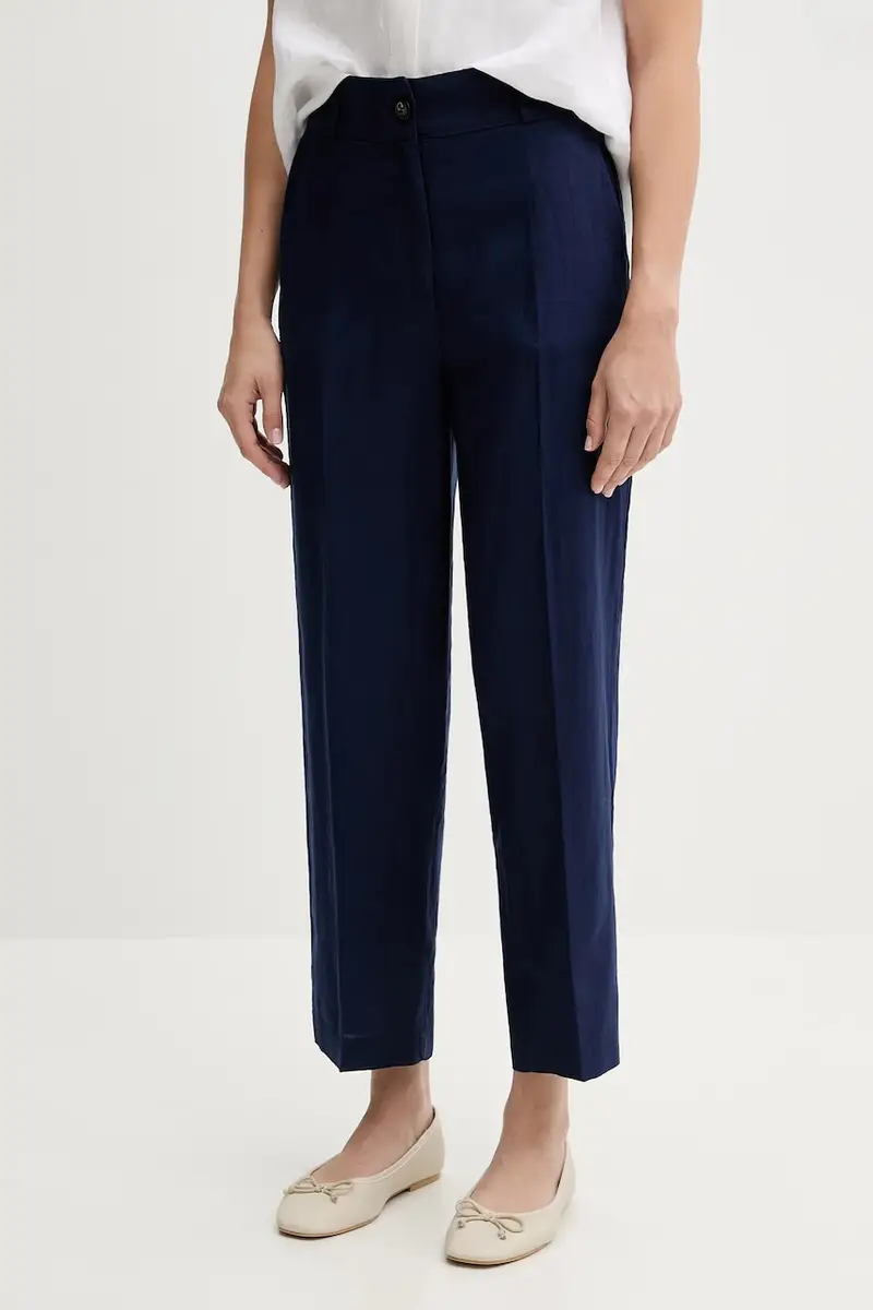 pantaloni in lino donna colore blu navy 4AGHDF06R