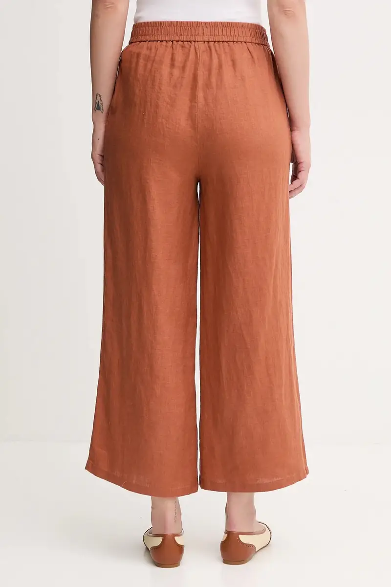pantaloni in lino donna colore marrone 4AGHDF09G Arancione miniatura 3