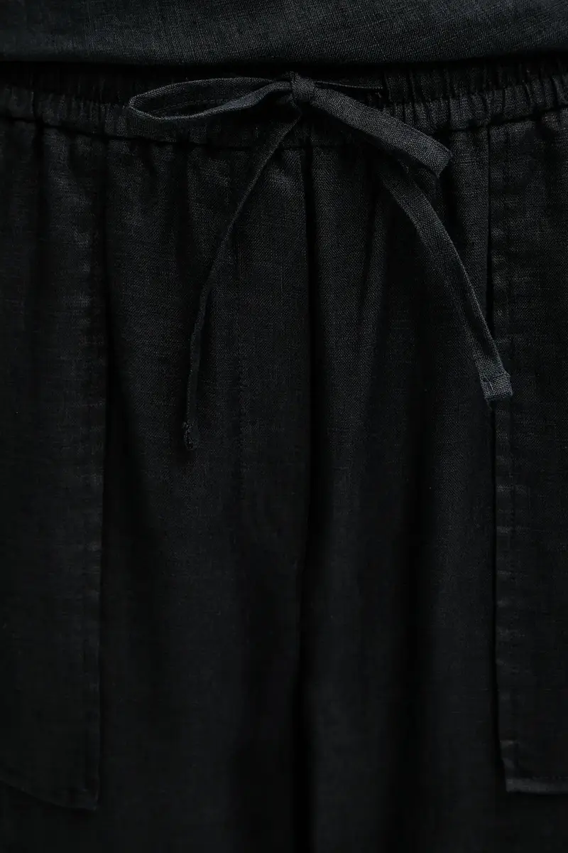 pantaloni in lino donna colore nero 4AGHDF08J miniatura 4