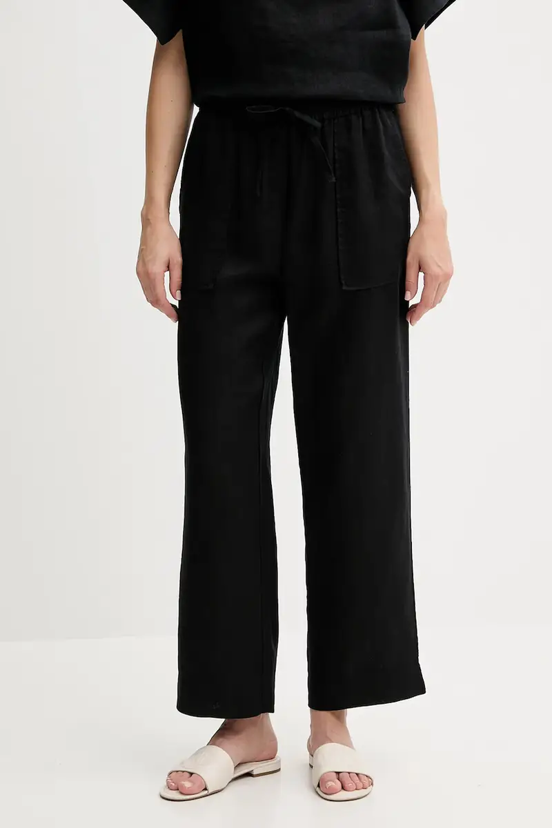 pantaloni in lino donna colore nero 4AGHDF08J