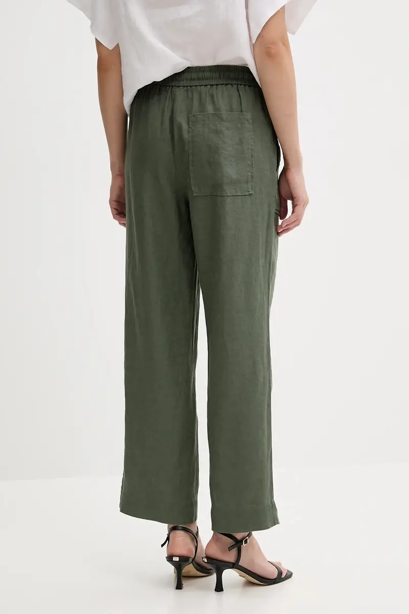 pantaloni in lino donna colore verde 4AGHDF08J miniatura 3