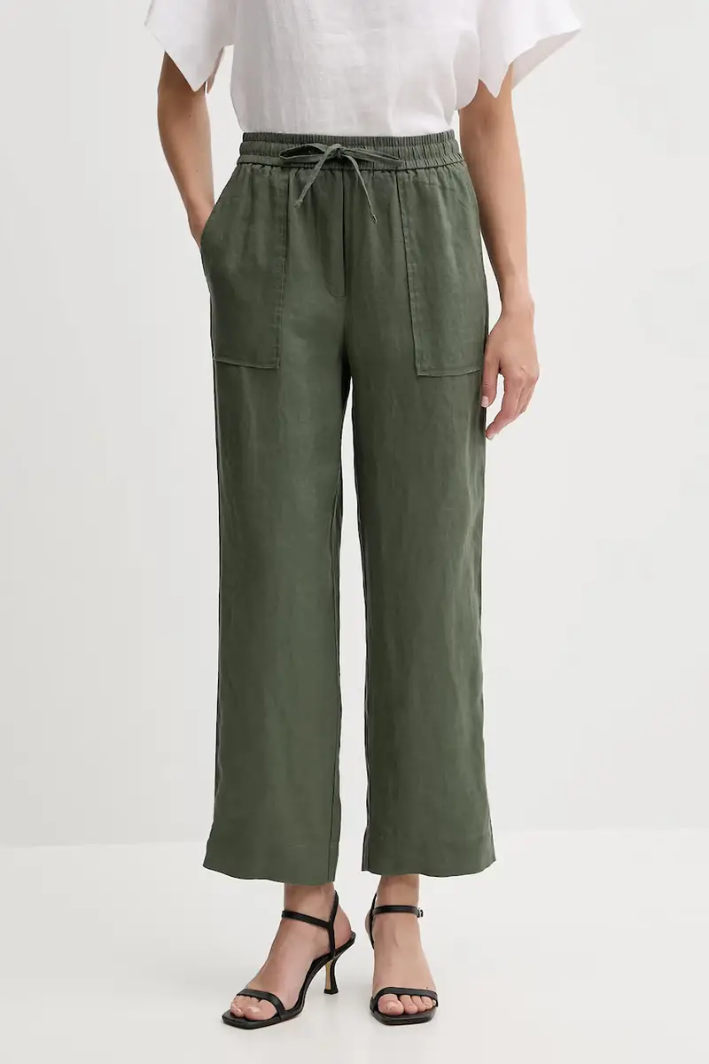 pantaloni in lino donna colore verde 4AGHDF08J
