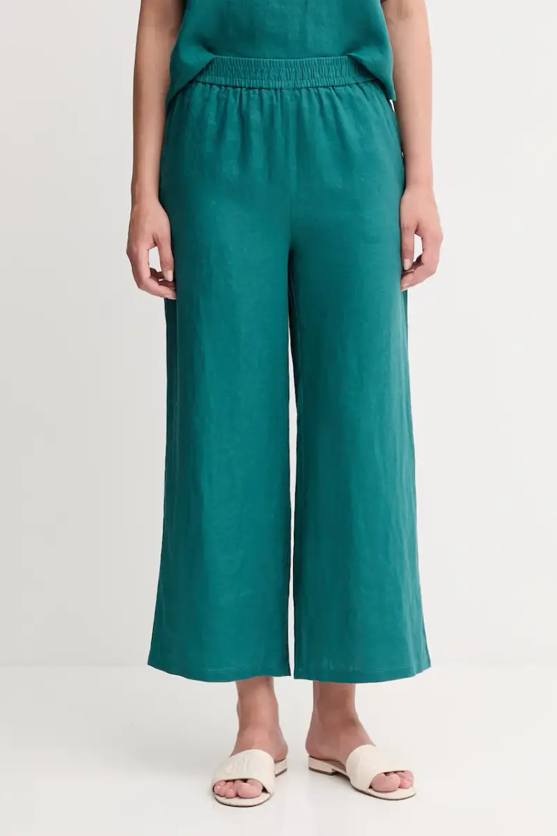 pantaloni in lino donna colore verde 4AGHDF09G Turchese